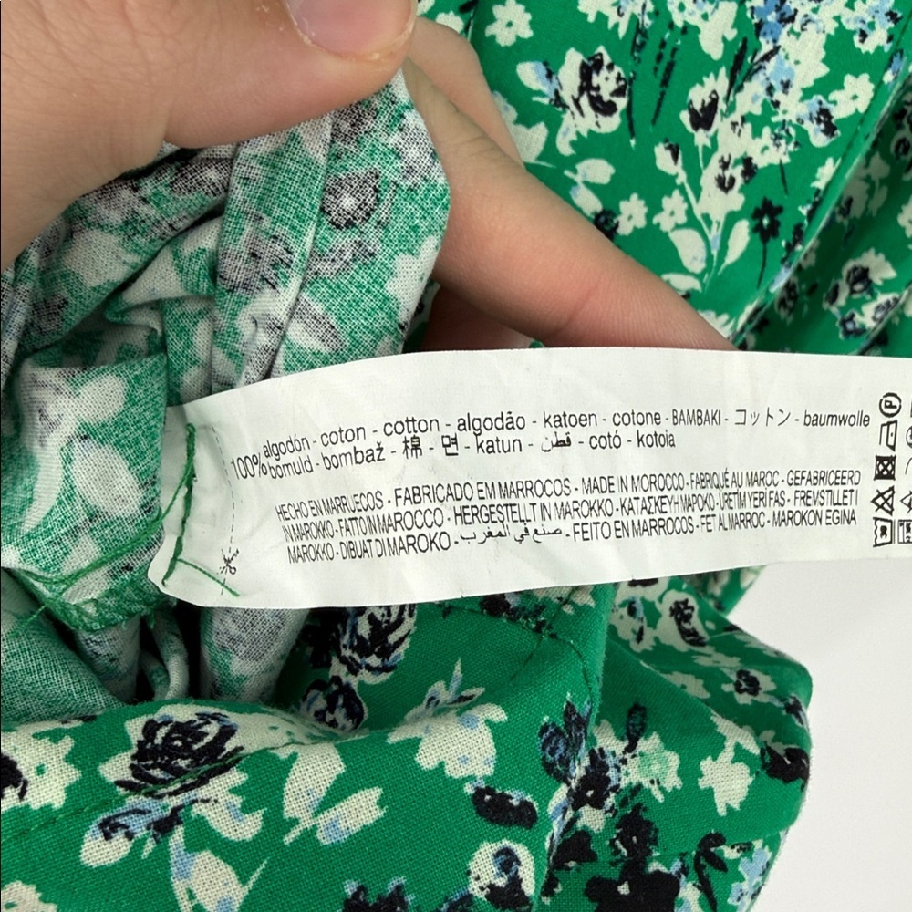 Zara Green Floral Zip Front Jumpsuit Size Medium | Boilersuit Cottagecore Y2K - Picture 9 of 9